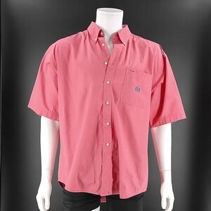 Bugle Boy Company Mens XXL Salmon Pink Short Sleeve Button Down Cotton Shirt